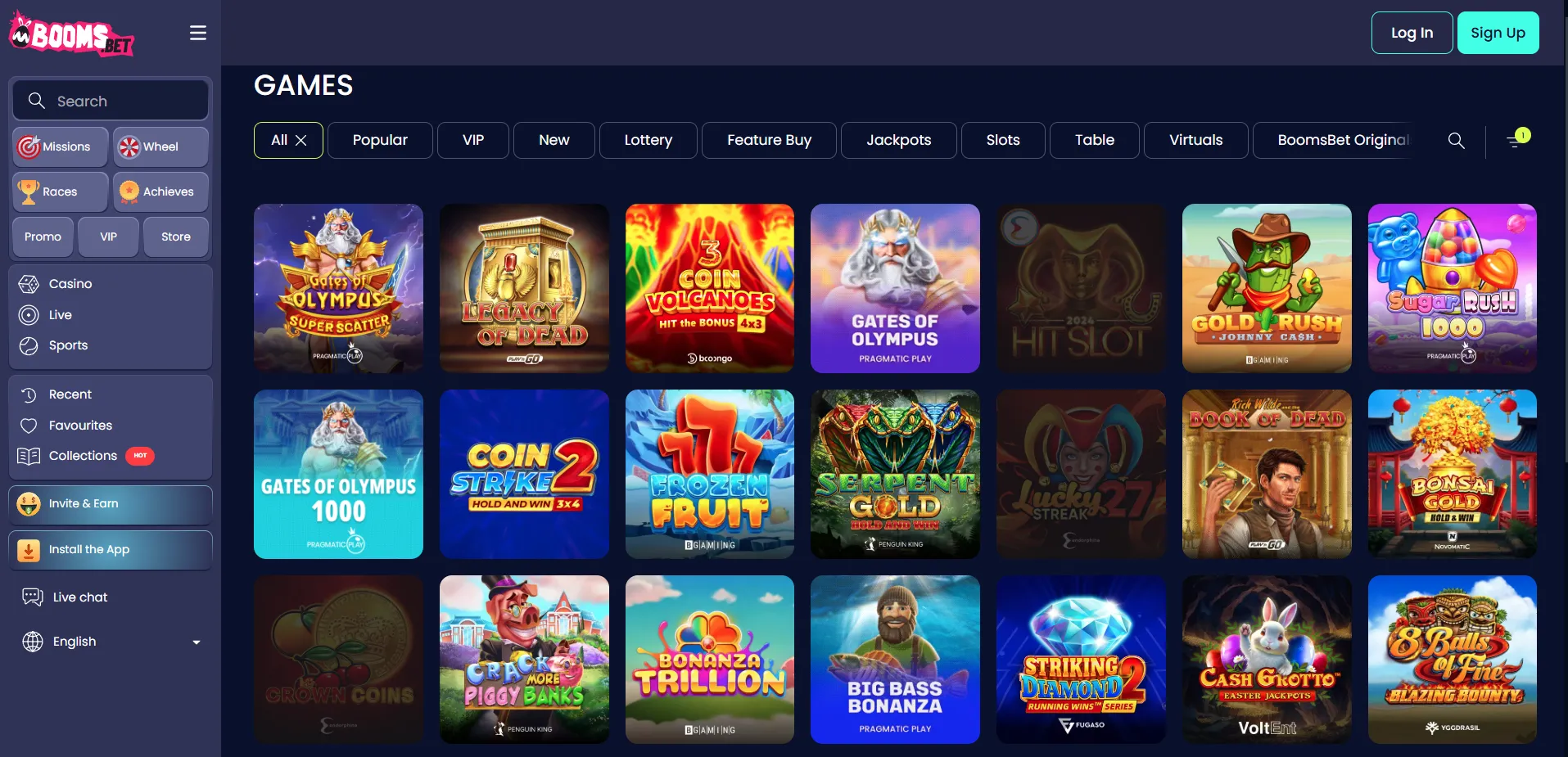 Booms Bet bekende slots en nieuwe releases